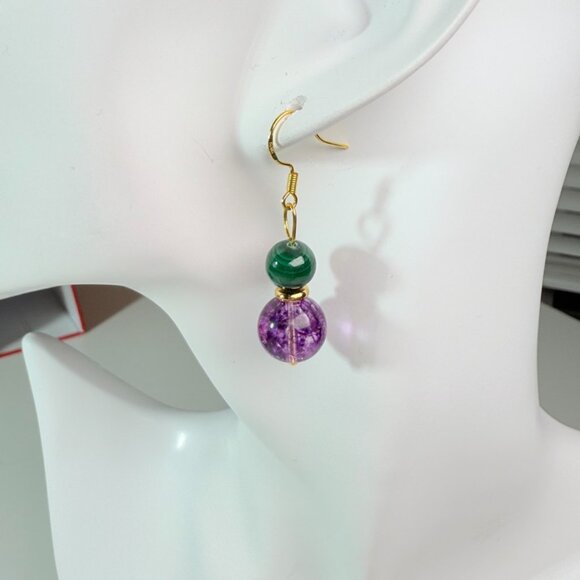Amethyst & Malachite Jewelry Set – Bracelet + Earring - Picture 8 of 12